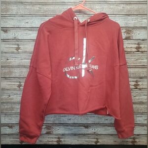 Calvin Klein Jeans Burgundy Crop Sweatshirt
